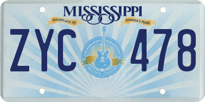 MS license plate ZYC478