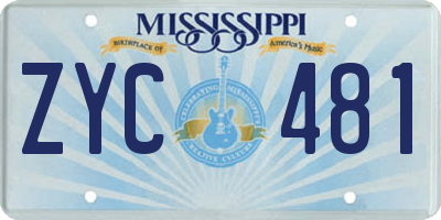MS license plate ZYC481