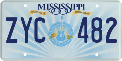 MS license plate ZYC482