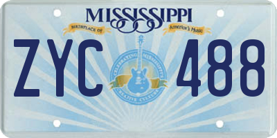 MS license plate ZYC488