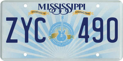 MS license plate ZYC490