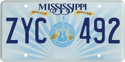 MS license plate ZYC492