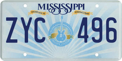 MS license plate ZYC496