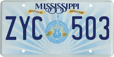 MS license plate ZYC503