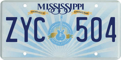 MS license plate ZYC504