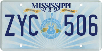 MS license plate ZYC506
