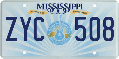 MS license plate ZYC508