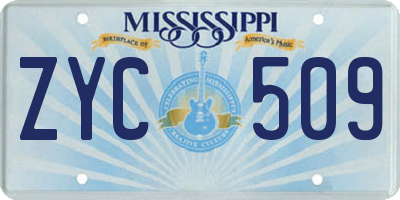 MS license plate ZYC509
