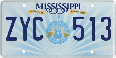 MS license plate ZYC513