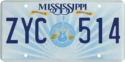MS license plate ZYC514
