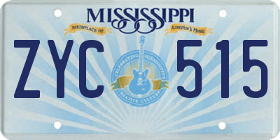 MS license plate ZYC515