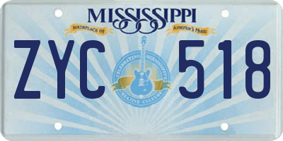 MS license plate ZYC518