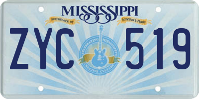 MS license plate ZYC519