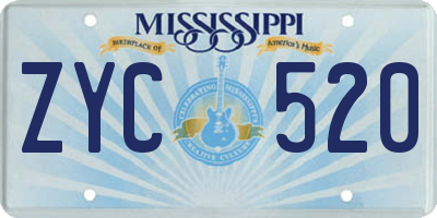 MS license plate ZYC520