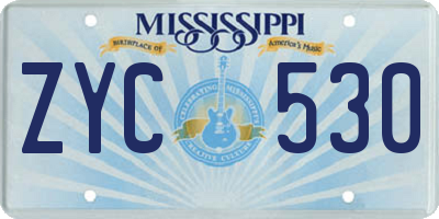 MS license plate ZYC530