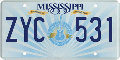 MS license plate ZYC531