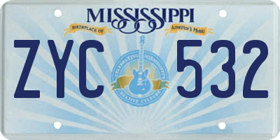 MS license plate ZYC532