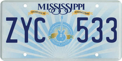 MS license plate ZYC533