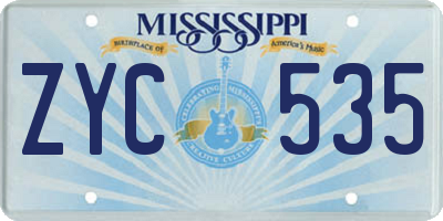 MS license plate ZYC535