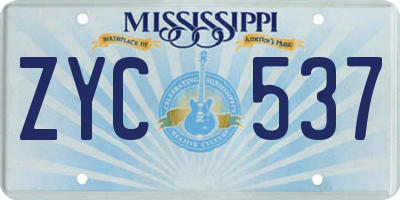 MS license plate ZYC537
