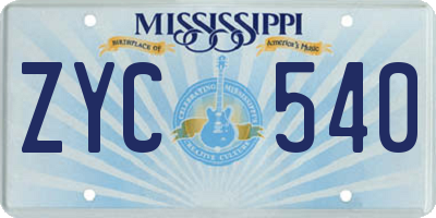 MS license plate ZYC540
