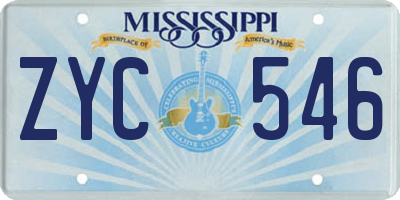 MS license plate ZYC546