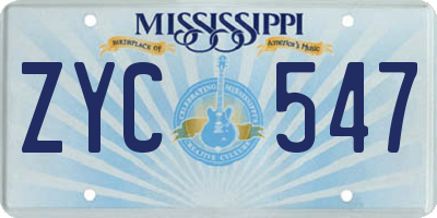 MS license plate ZYC547