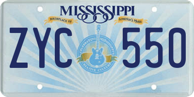 MS license plate ZYC550