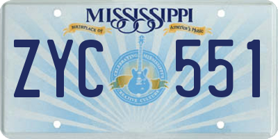 MS license plate ZYC551