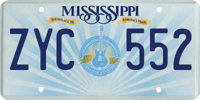 MS license plate ZYC552