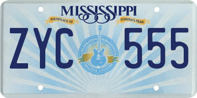 MS license plate ZYC555