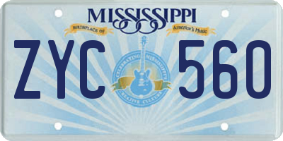 MS license plate ZYC560