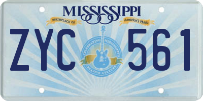 MS license plate ZYC561