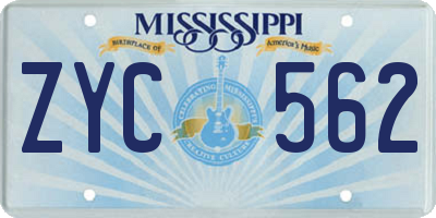 MS license plate ZYC562