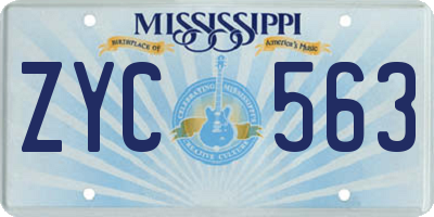 MS license plate ZYC563