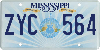 MS license plate ZYC564