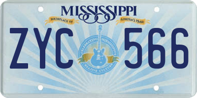 MS license plate ZYC566