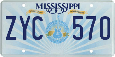 MS license plate ZYC570