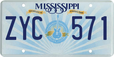 MS license plate ZYC571