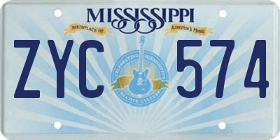 MS license plate ZYC574