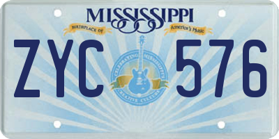 MS license plate ZYC576