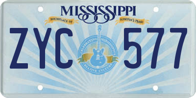 MS license plate ZYC577