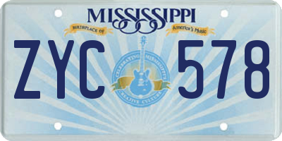 MS license plate ZYC578