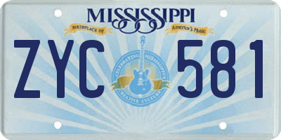 MS license plate ZYC581