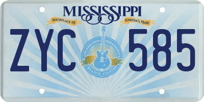 MS license plate ZYC585