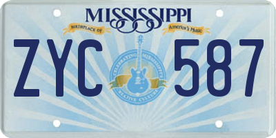 MS license plate ZYC587