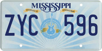 MS license plate ZYC596