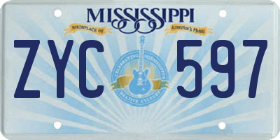 MS license plate ZYC597