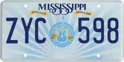 MS license plate ZYC598