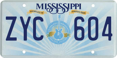 MS license plate ZYC604